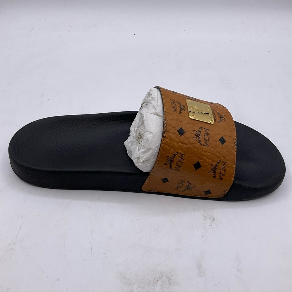 Mcm Munchen M1976 Slides Cognac And Black M9.5 W11.5 - Picture 8 of 15